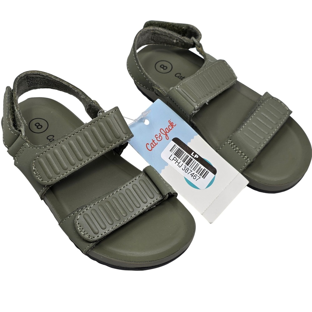 Cat & Jack Toddler Kody Sandals Olive‎ Green Hook and Loop Size 8 Playground
